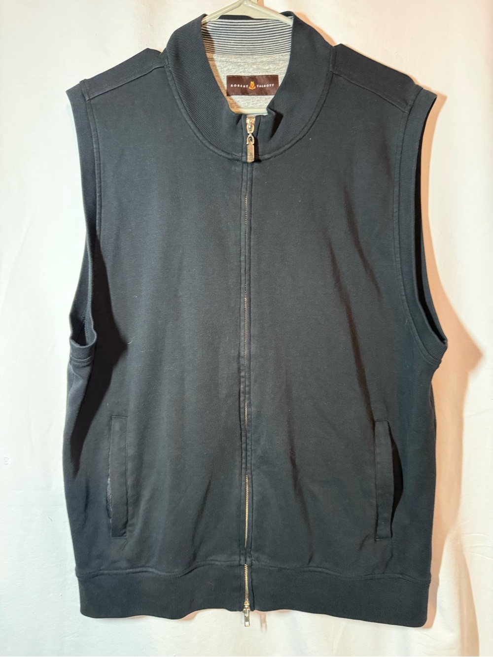 Robert Talbott XL Black 100% Pima Cotton Full Zip Vest Golf Preppy